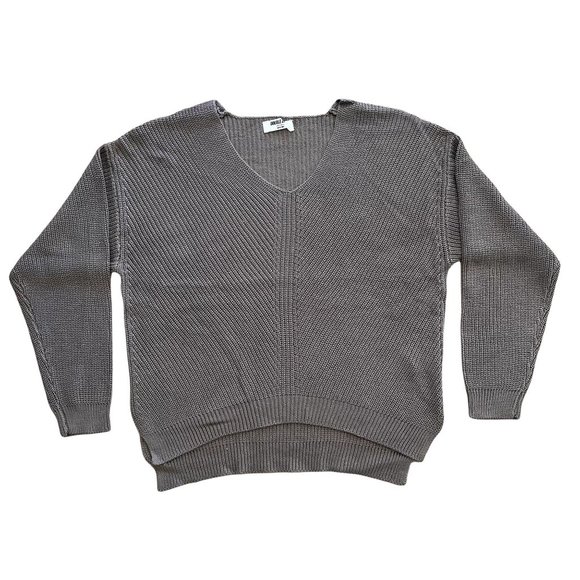 DOUBLE ZERO SMOKEY BROWN WOMENS LOOSE FIT V NECK SWEATER - NWT - SZ: S/M/L - Picture 2 of 9